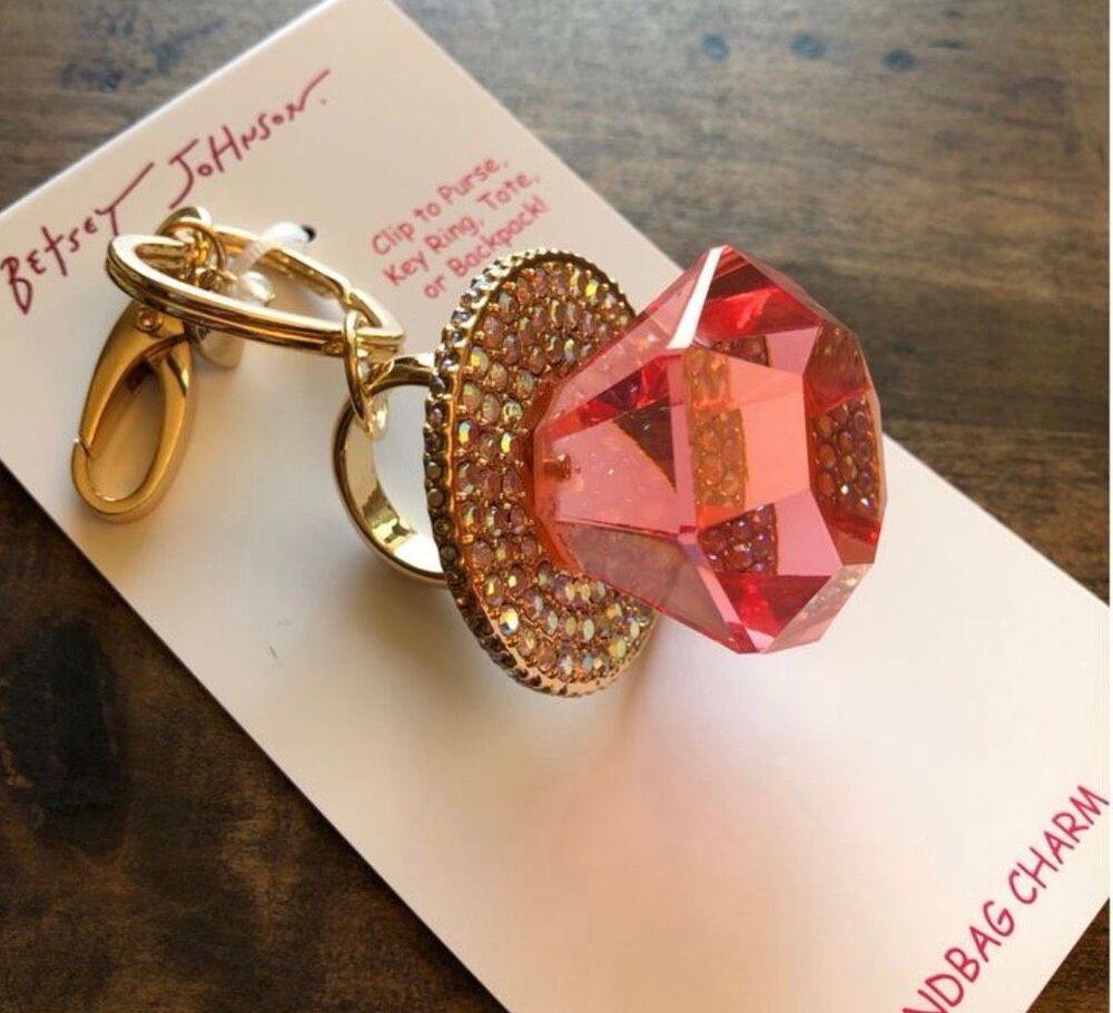 Betsey Johnson pave candy Ring Pop kitsch novelty bag charm /fob keychain NWT
